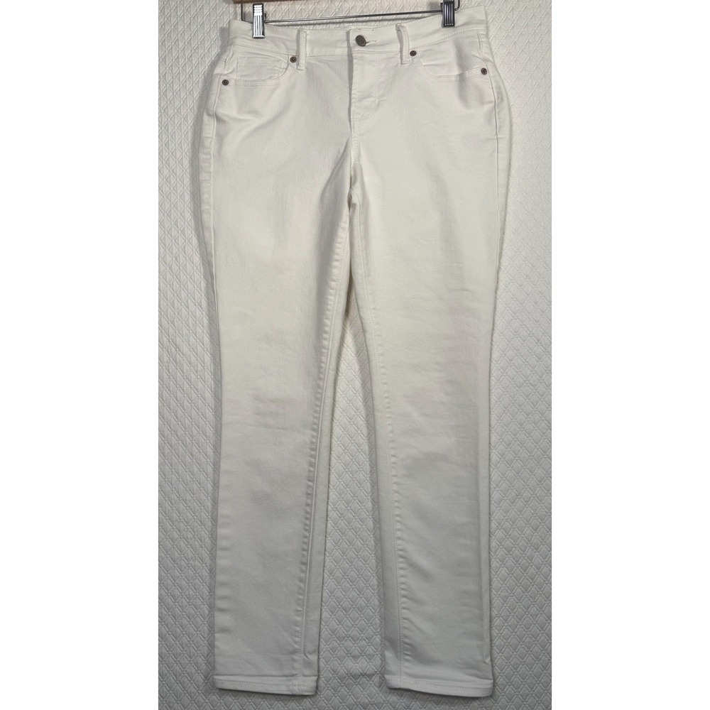 Old Navy Womens Jeans Curvy Straight Size 4 30x29.5 Mid-Rise Stretch White Ankle